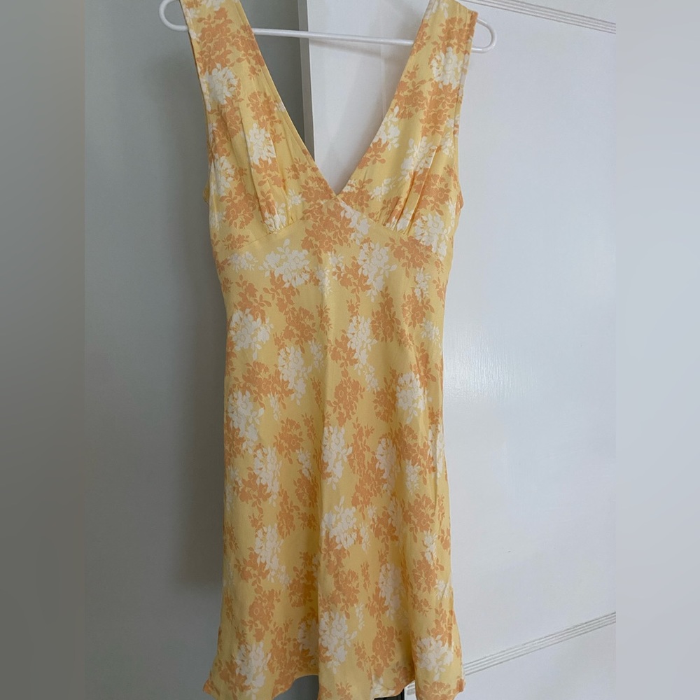 Light yellow and pink floral dress
